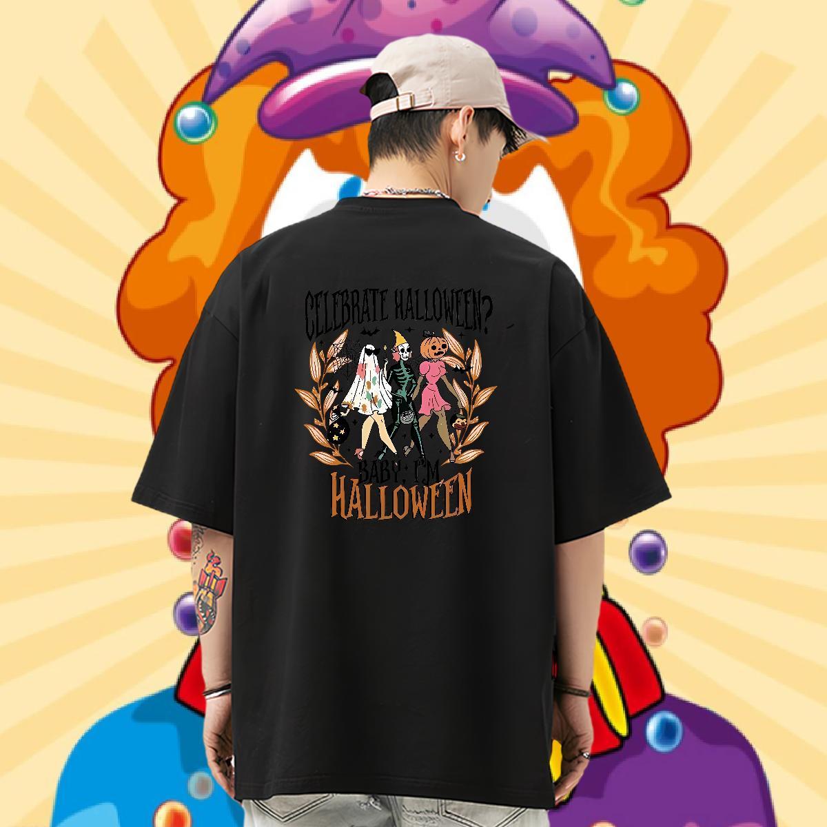 Factory Direct Tshirt for Man Woman halloween High Street Hip Hop 230g Cotton Tshirts Breathable Soft Wholesale Man T Shirts Customized