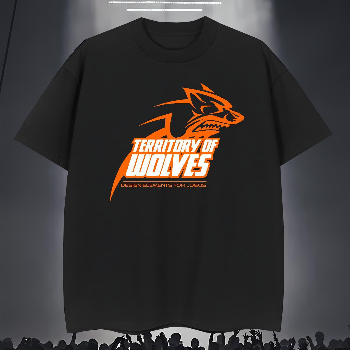Man T Shirts 100% Cotton 230g wolf Sports Casual Breathable Crew Neck Custom Big Size Men Tees Classic High Quality Tops
