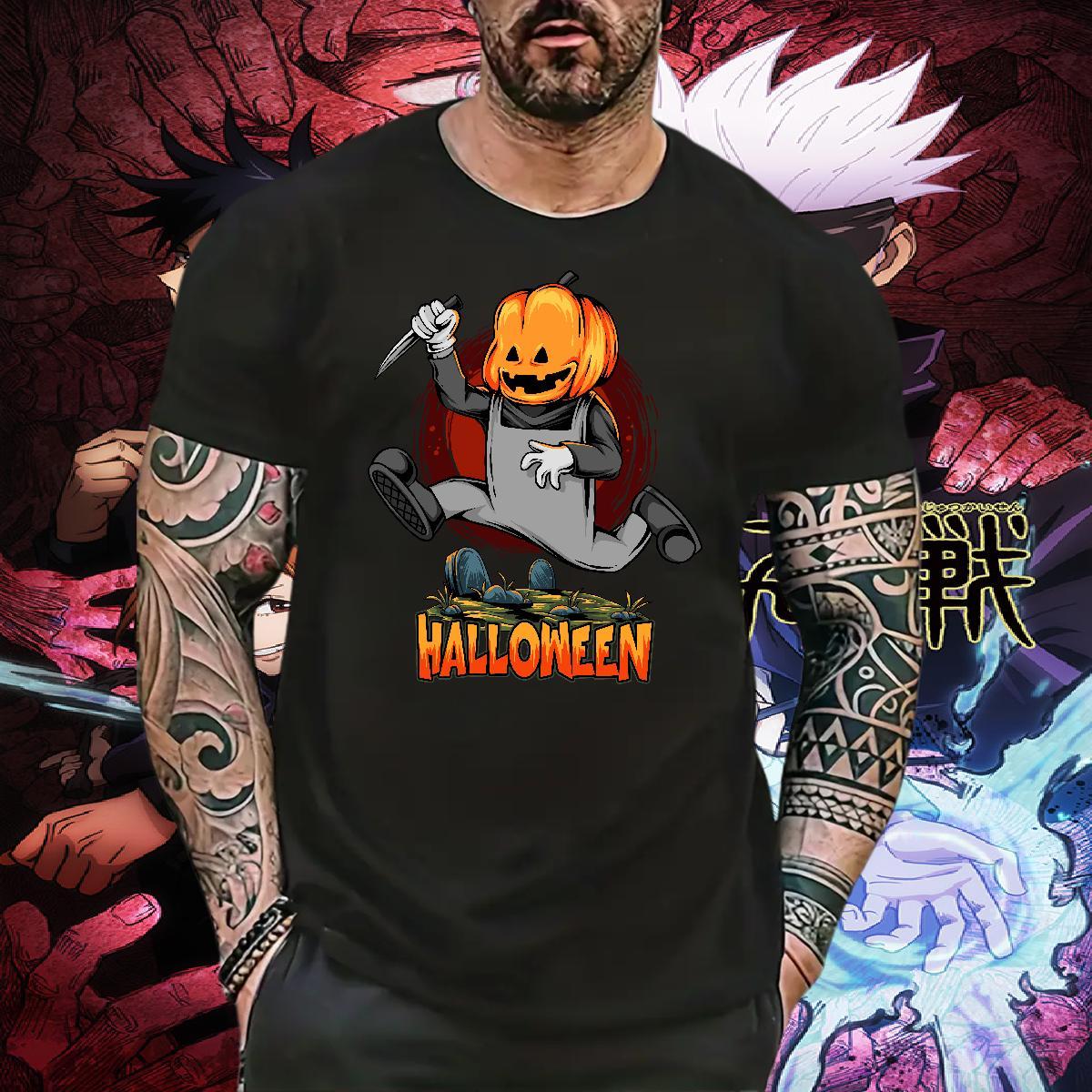 Comfortable Mens T Shirts halloween Breathable Street Casual Custom Printed 230g Cotton Tshirts Wholesale Top Tees