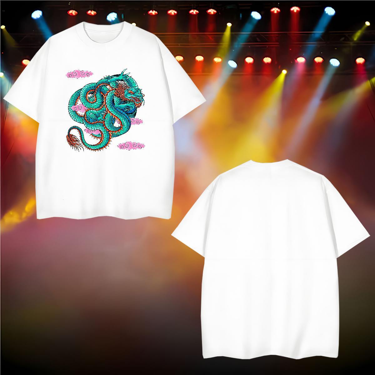 T Shirts Men 230g Pure Cotton dragon Hip Hop Street Breathable Crew Neck Skull Men Tees Stylist Popular Top Tees