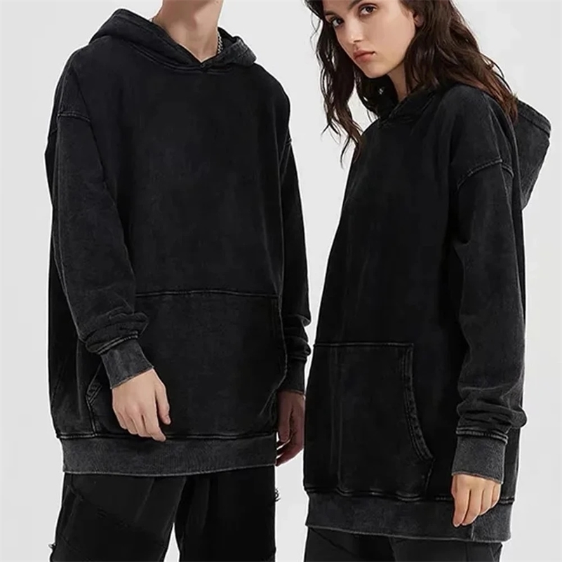 Unisex Cotton Hoodies Men Women Vintage Washed Sweatshirts Hip Hop Streetwear Harajuku Y2k Oversized Pullover Retro Long Sleeve 240819