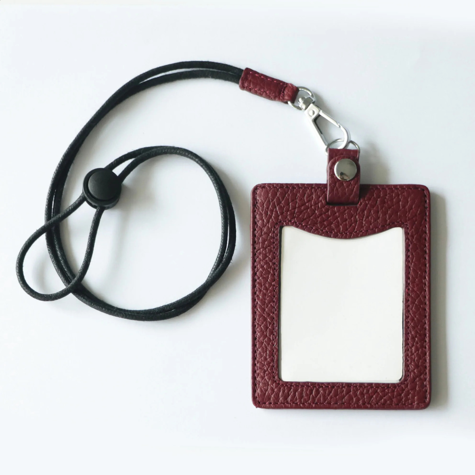 Momogrammed Letters genuine leather work card cover mens badge sleeve rope tie credit holder 240820