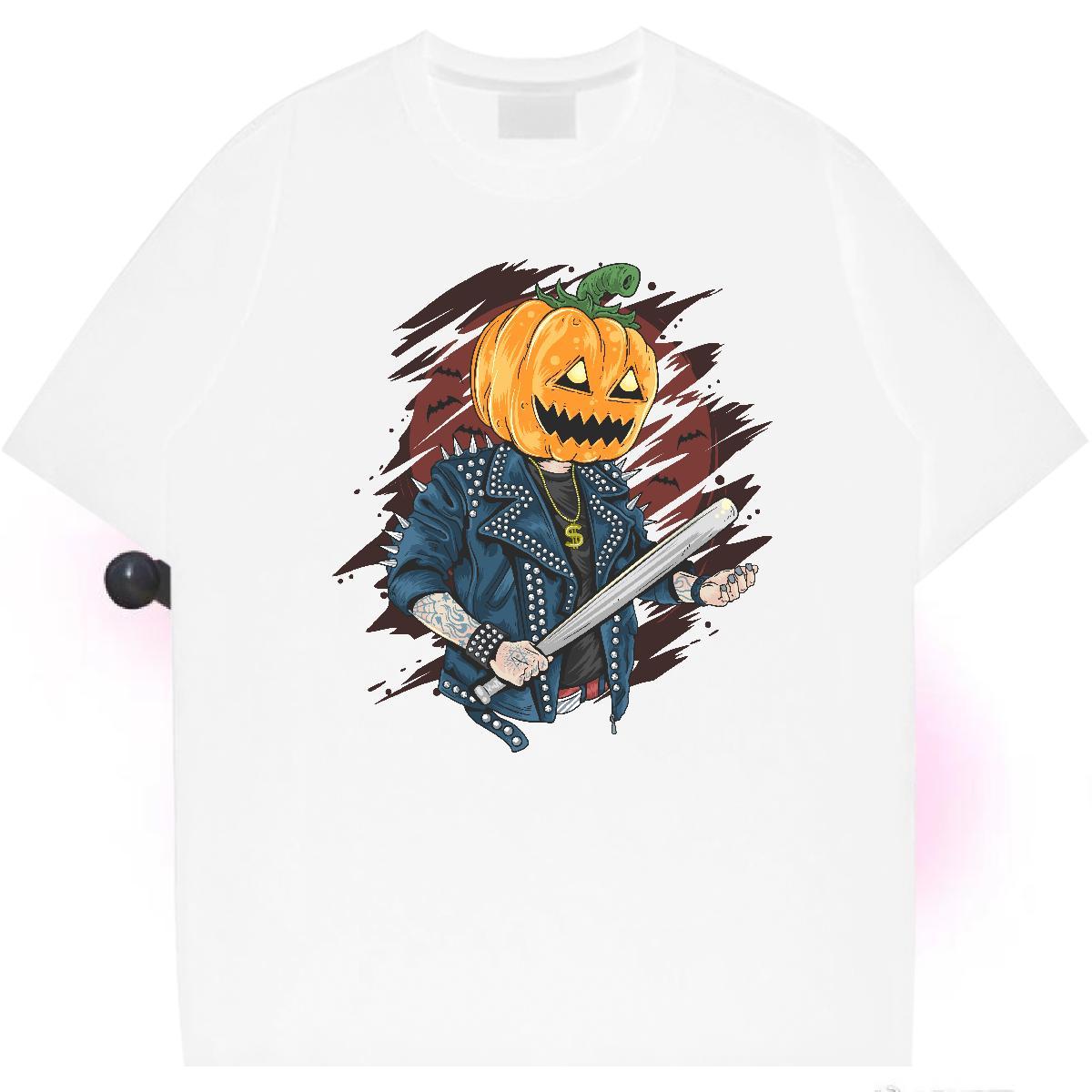 2024 Designer pumpkin Tshirt for Man Woman 230g Pure Cotton T Shirts Men Cartoon Printing L-4XL Street Casual O Neck Short Sleeves Unisex Clothings