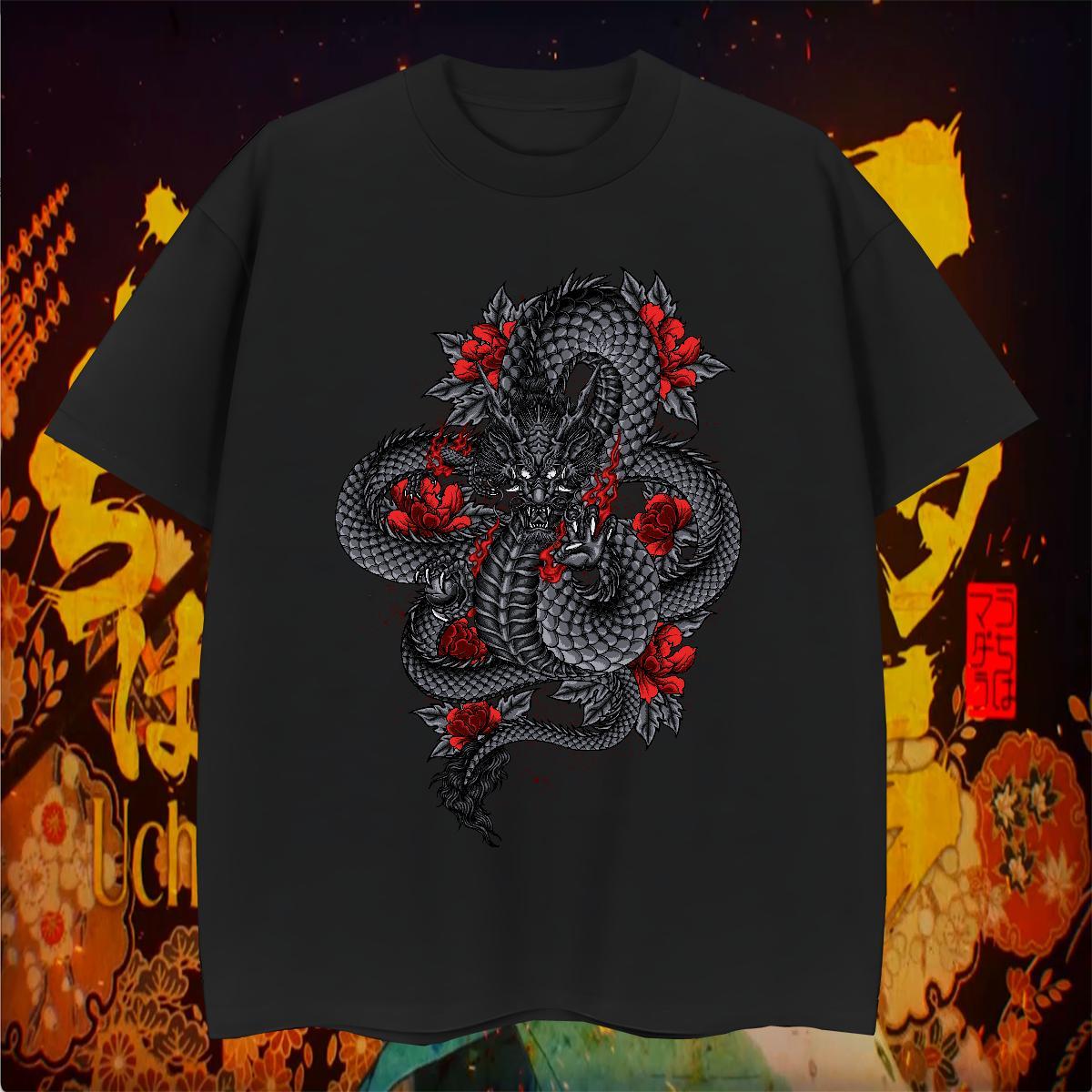 T-Shirts for Men 230g 100% Cotton ferocity Street Casual Breathable Soft Cartoon Print Tshirts Customized TOP Quality Tees