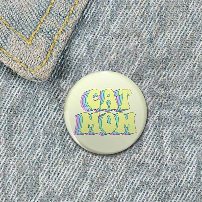 Half face cat pin fun cartoon hand drawn cat badge handmade tinplate brooch for backpacks clothing gifts accessories W240815