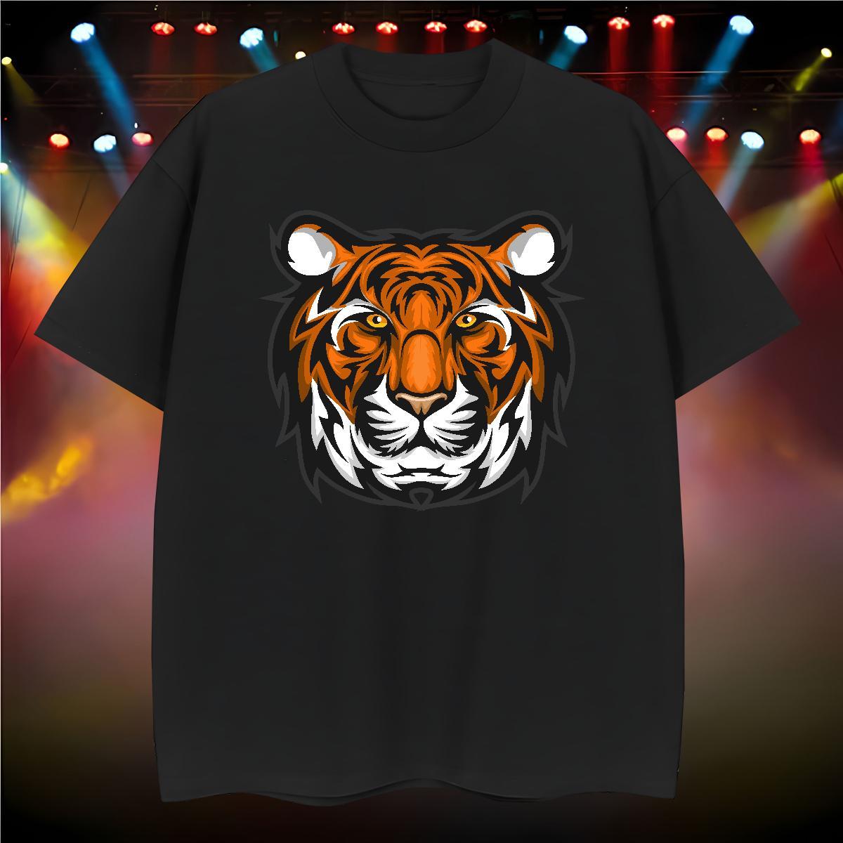 Brand tiger T-Shirts for Men Summer Casual Men Tshirts 230g 100% Cotton 2024 New Crew Neck Breathable Custom Anime Polos