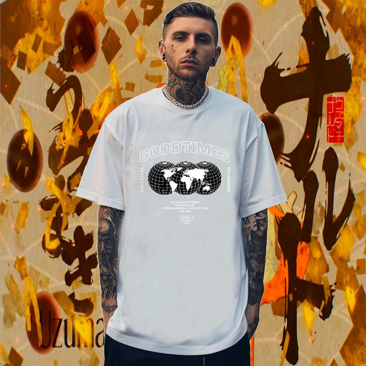 Loose Mens Tshirts Street Wear 100% Cotton 230g DIY Printed Breathable worldwide T-Shirts Free Shipping Tops Tees