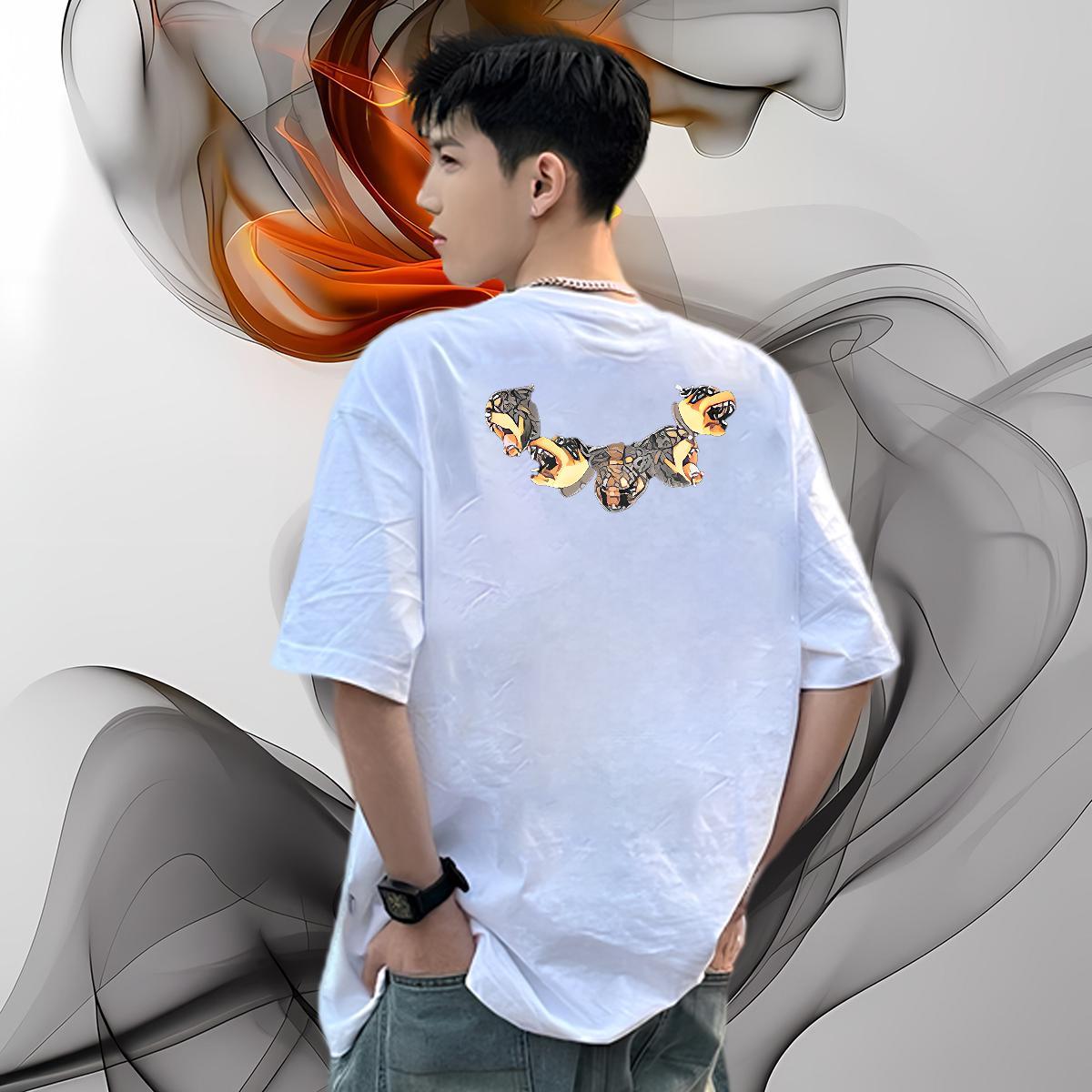 Classic Casual Men Clothes T-Shirt dog Street 230g Cotton Tops Breathable Crew Neck Wholesale T-Shirts for Men Anime Print