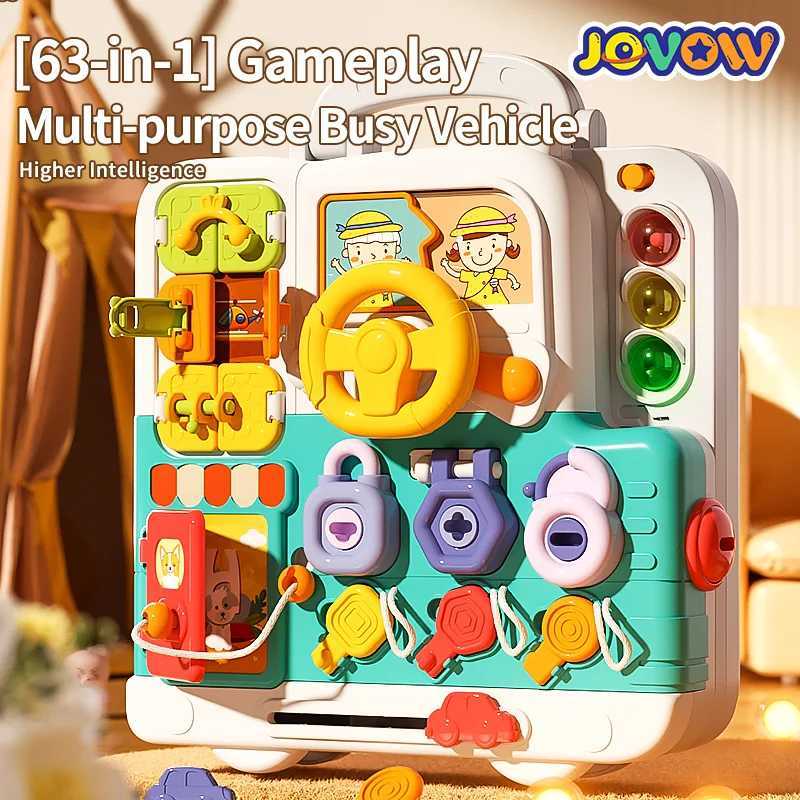 Jovow Busy Board Montessori Sensory Toys for Toddlers Refined Puzzle House Light Music Car Travel Activities Early Education Toy Y240820