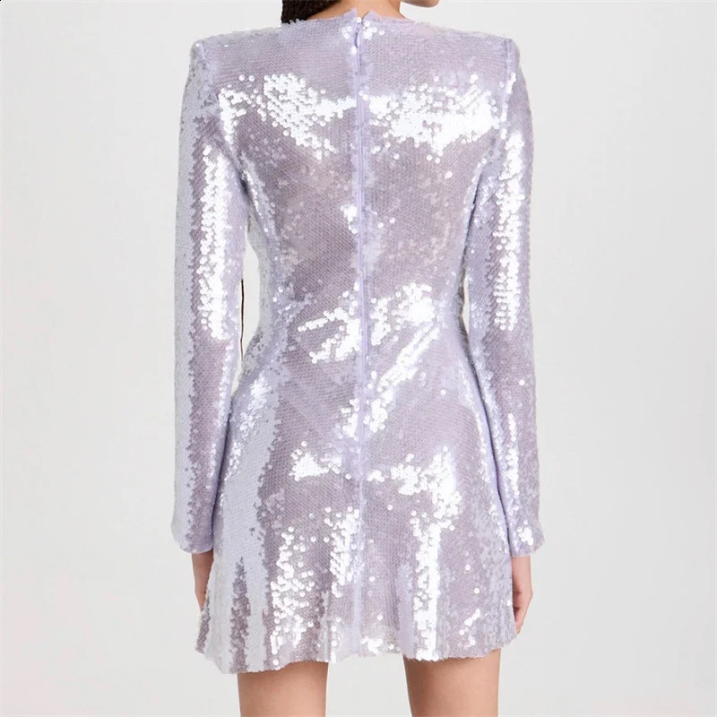 elegant party dresses woman Autumn Fashion Glitter Decorative Long Sleeve Mini Dress Sexy hollow out Short dresses y2k 240819