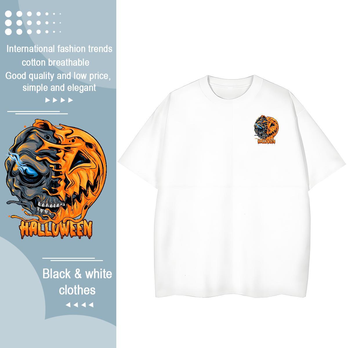 Fashion New Tshirt for Man Woman Halloween Daily Wear 230g Pure Cotton Tops Breathable Crew Neck Classic T shirt Asian Size