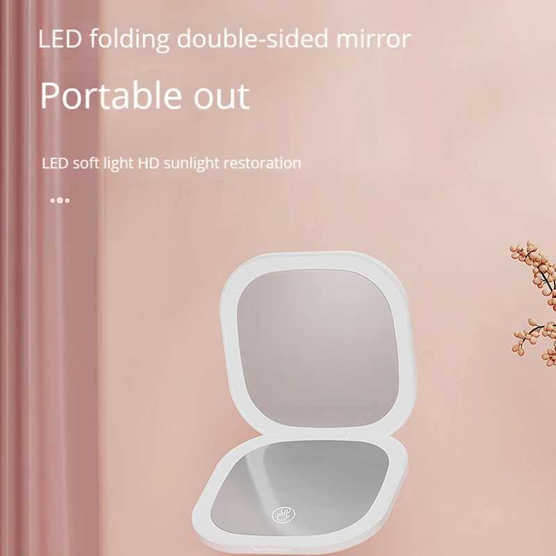 Double-sided Led Folding Makeup Mirror USB Charging Compact and Portable Led Beauty Mirror Y240819