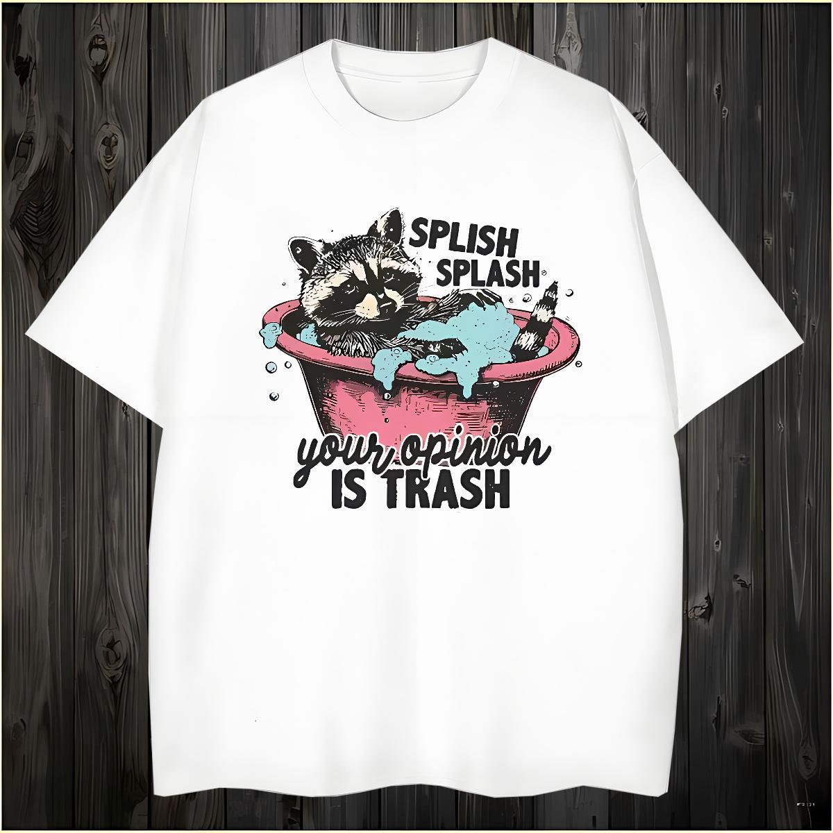 Wholesale T Shirt For Man raccoon Breathable Short Sleeve Casual Beach White Plus Size 230g Cotton Men Tees New Arrival Clothes