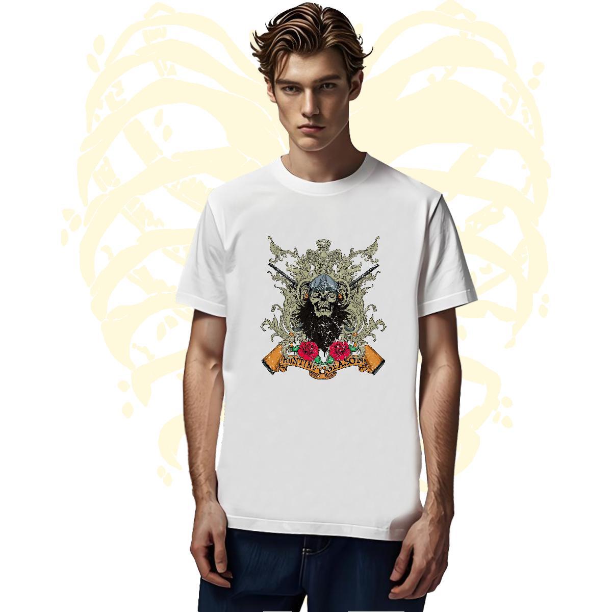 Unisex T-Shirts for Men flower Round Neck Short Sleeve High Street Hip Hop White Plus Size 100% Cotton 230g Men Clothes T-Shirt Wholesale Tops