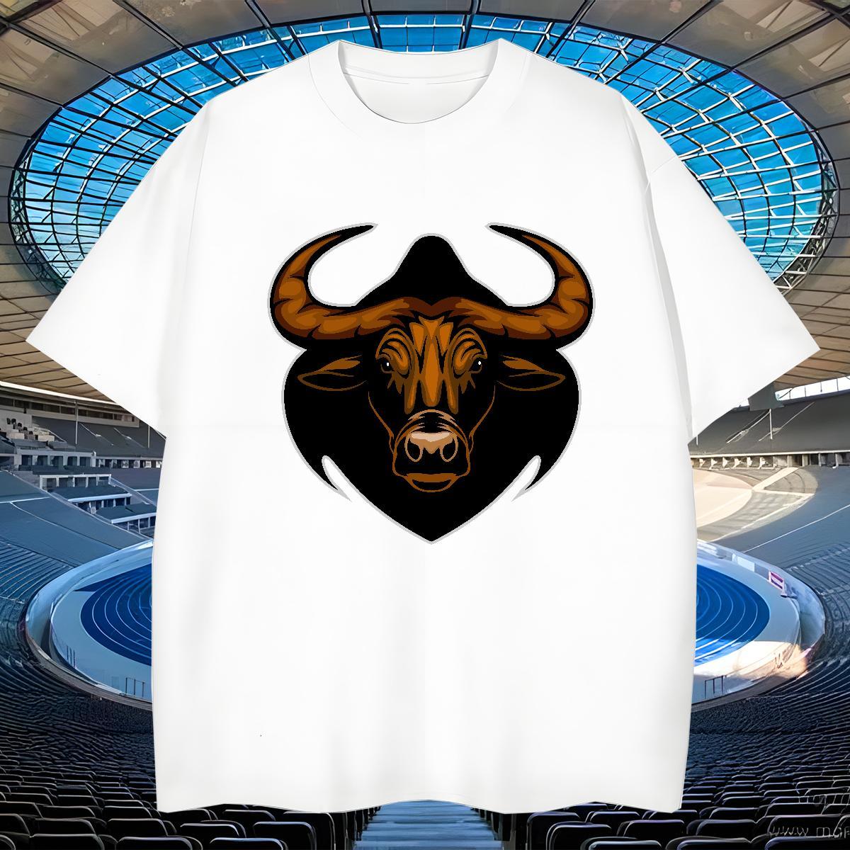 Brand Man T Shirts bull Round Neck Short Sleeve Spring Summer Custom Printed 230g 100% Cotton Tshirt for Man Woman Designer Fashion Polos