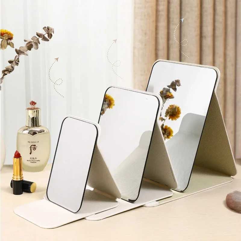 Folding Makeup Mirror High-quality Portable Desktop Makeup Mirror Single-side Creative Women Solid Color Standing Makeup Mirror Y240819
