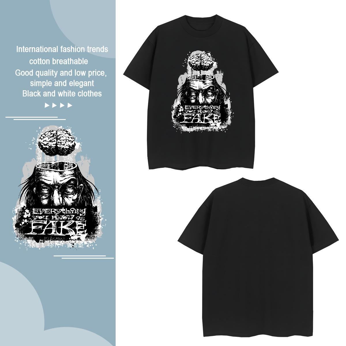 T-Shirts for Men 230g Cotton scary Hip Hop Breathable Short Sleeve DIY Printed Tshirts 2024 Classic Clothings