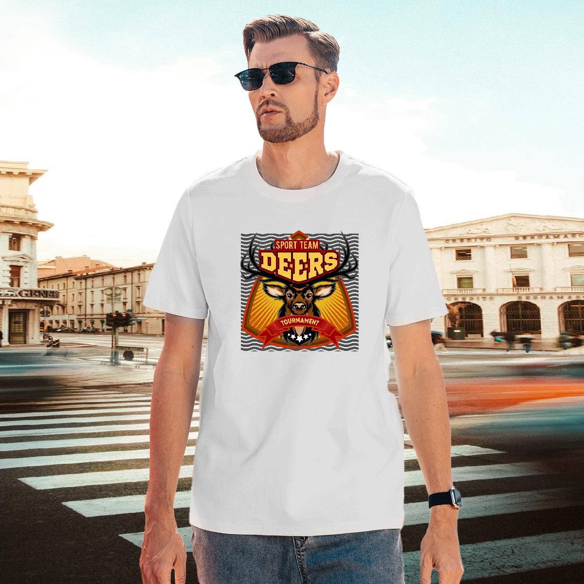 Cool T Shirts Men deer Breathable Summer Casual Custom Printed 100% Cotton 230g Tshirt for Man Woman New Tops Tees