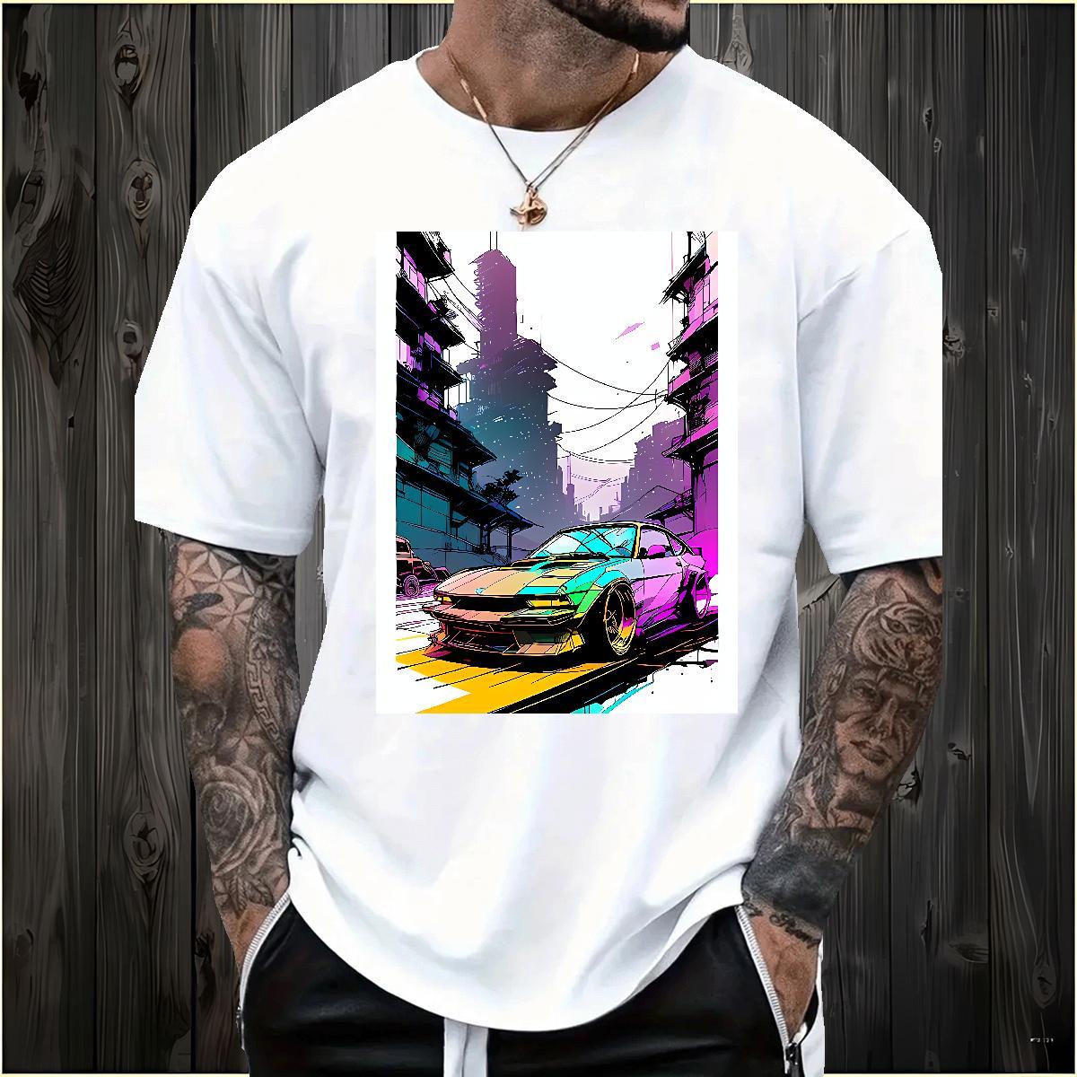 Brand car Men T Shirts Beach Men Tops Tees 230g Cotton Fashion Short Sleeve Soft Custom Printed Clothings