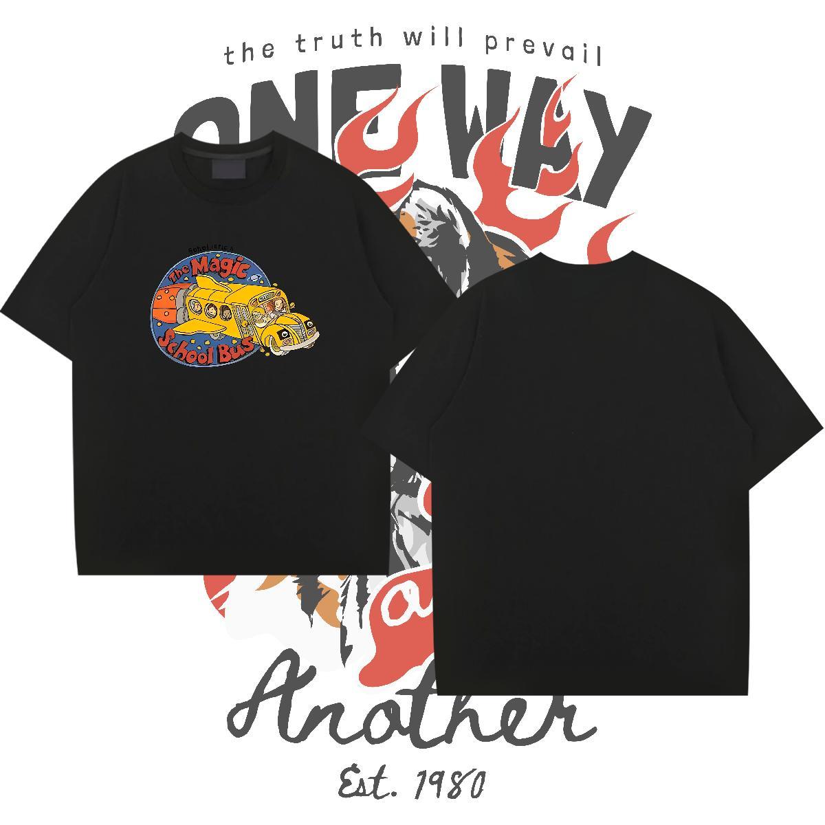 High Quality plane 230g 100% Cotton Couples T Shirts Hip Hop Pure Cotton T-Shirts Fashion Casual Floral Print Clothings