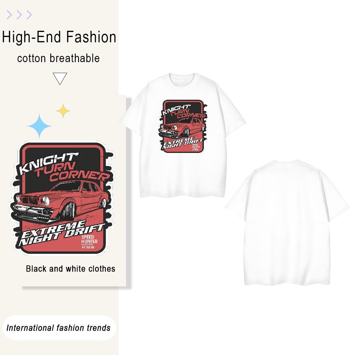 Loose Fit car 230g 100% Cotton Men Tshirts Casual Beach Breathable Short Sleeve Man T Shirts Brand Anime Top Tees