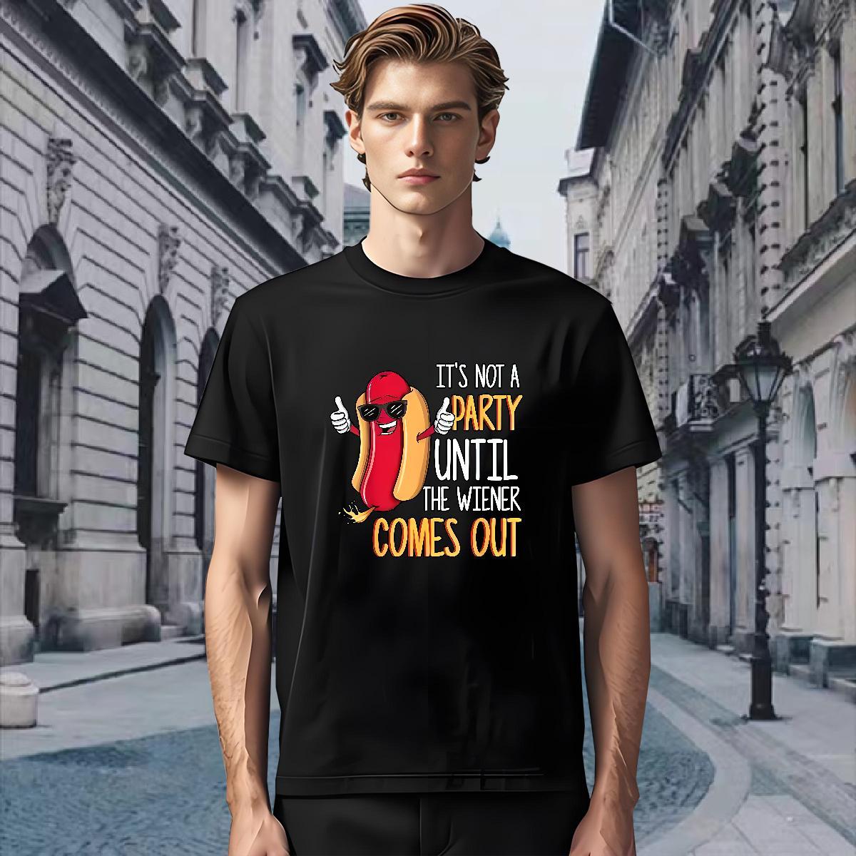 T-Shirts for Men 230g 100% Cotton hot dog Street wear Hip Hop Breathable Crew Neck Cartoon Printing L-4XL Mens Tshirts Fashion Casual Cool Design Tee 
