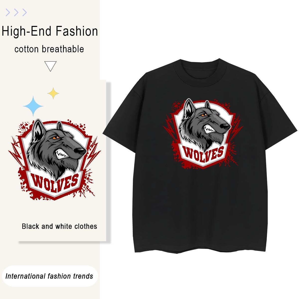 Casual New Unisex Tshirts Home Outdoor Breathable Short Sleeve Tee Shirt Free Shipping 230g 100% Cotton wolf Custom Printing T shirt