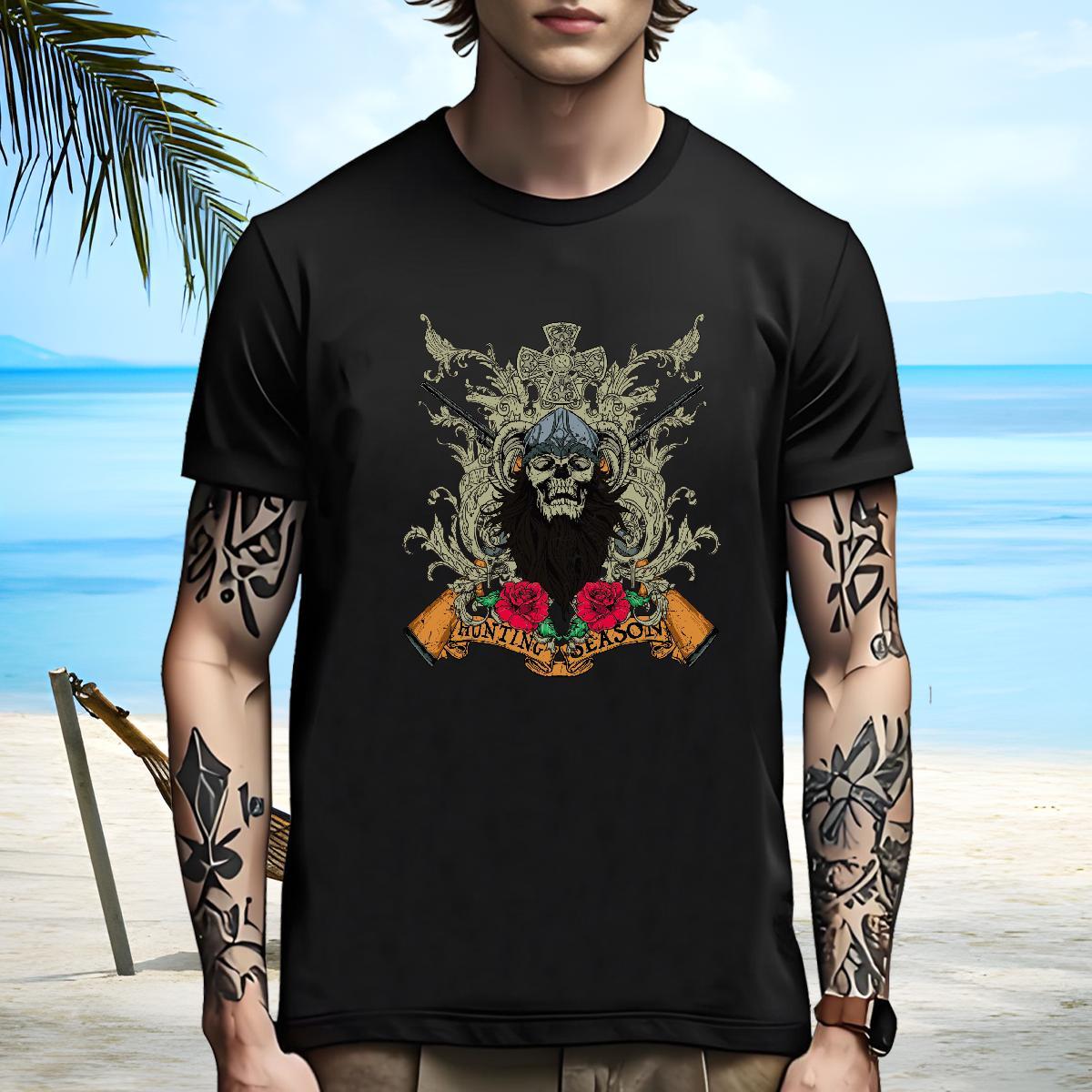 Popular T Shirts Men long-barrelled gun Crew Neck Breathable Summer Casual Custom Print Oversized 230g Pure Cotton Men Tshirts New Tops
