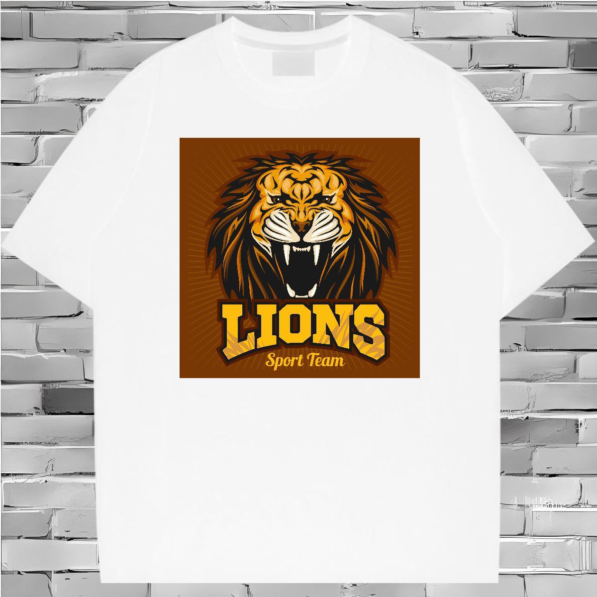 TOP Quality T shirt lion Short Sleeve O-Neck Casual Daily Wear Graphic 100% Cotton 230g Tshirts Designer Clothes