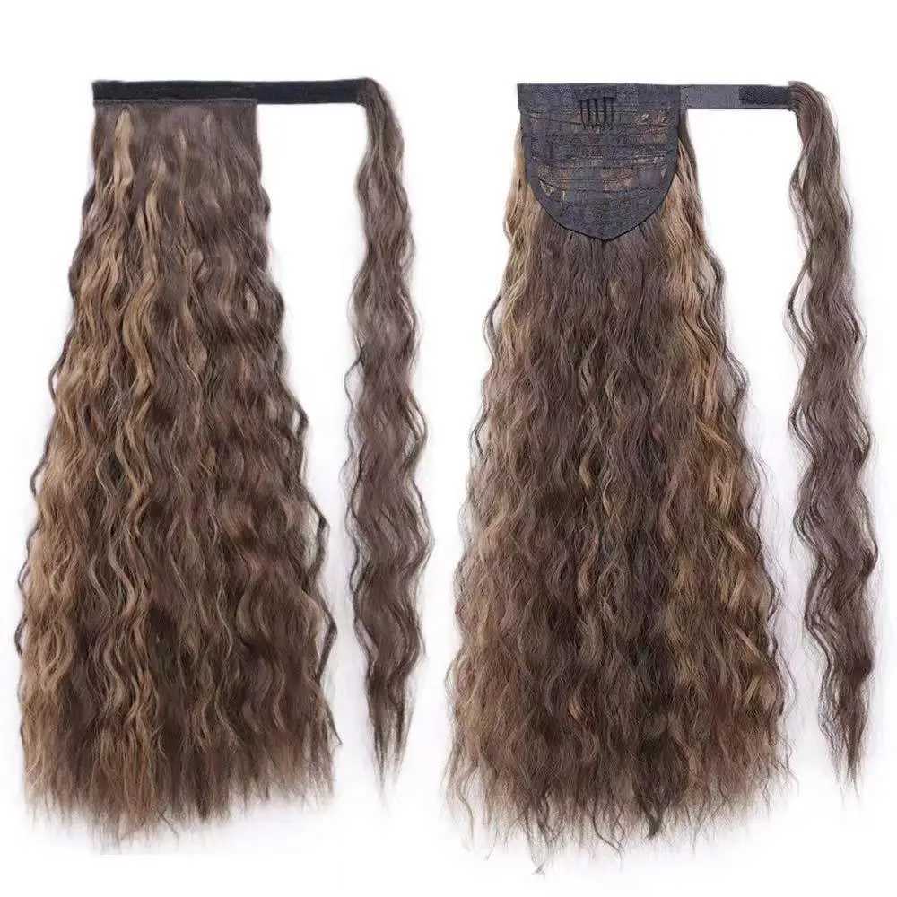 Synthetic fiber corn perm hair extension ponytail W240817