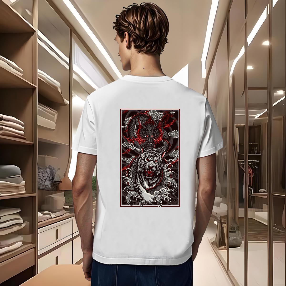 T Shirts Men 230g Pure Cotton ferocity Daily Wear Short Sleeve O-Neck Custom Big Size Men Clothes T-Shirt New High Quality Tops