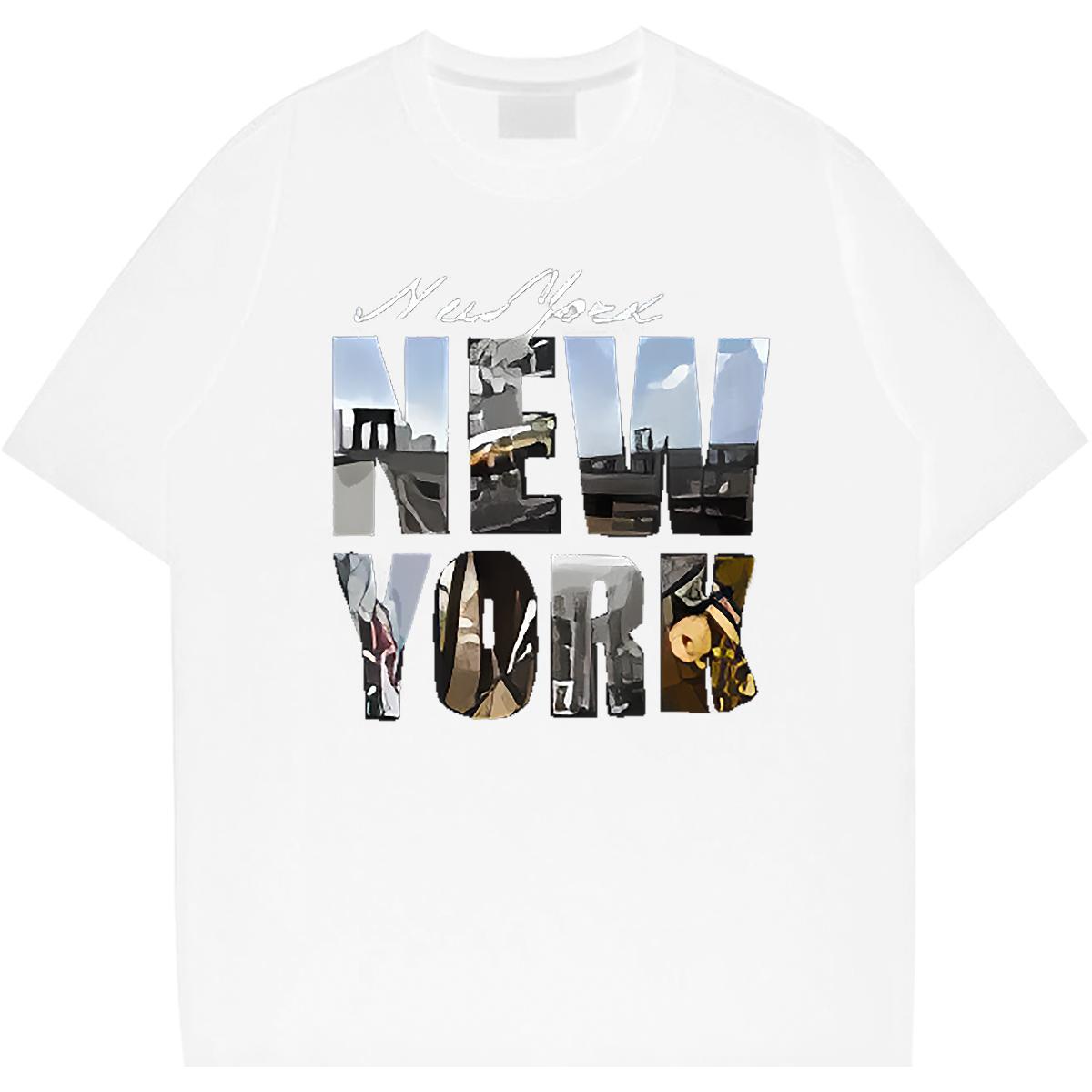 Popular New York 230g 100% Cotton Men Tshirts Street Casual Short Sleeve O-Neck T shirt Custom DIY Logo Oversized Tees