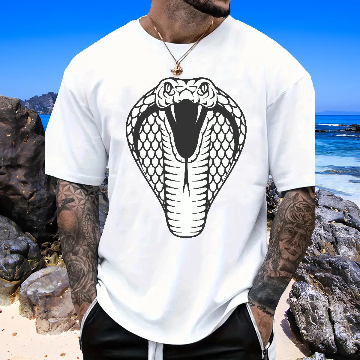Free Shipping Mens T Shirts cobra Breathable Short Sleeve Beach Anime 230g 100% Cotton Men Tshirts 2024 New Tees