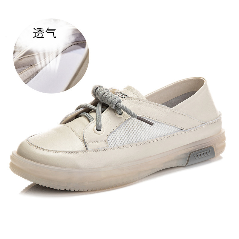 Ddmysports Top Layer Cowhide Small White In The Summer Of New Casual Mesh Style Two Single Women One Wearing Genuine Leather Shoes For OUTDOOR