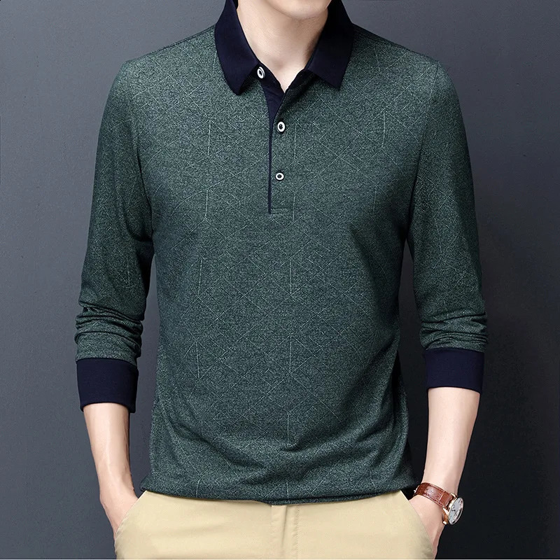 Mens Shirts Long Sleeve Polo Printing Golf Wear Business Casual Shirt Men Clothing Polos Camiseta Masculina A2F8259 240820