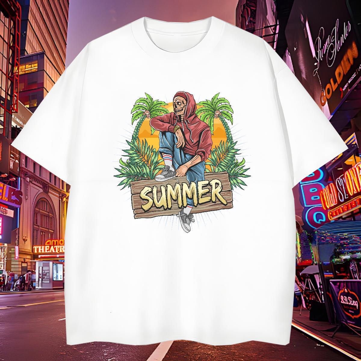 High Quality T Shirts Men summer O Neck Short Sleeves Beach Cartoon Print 100% Cotton 230g Couples T Shirts New Designer Tops Shirt
