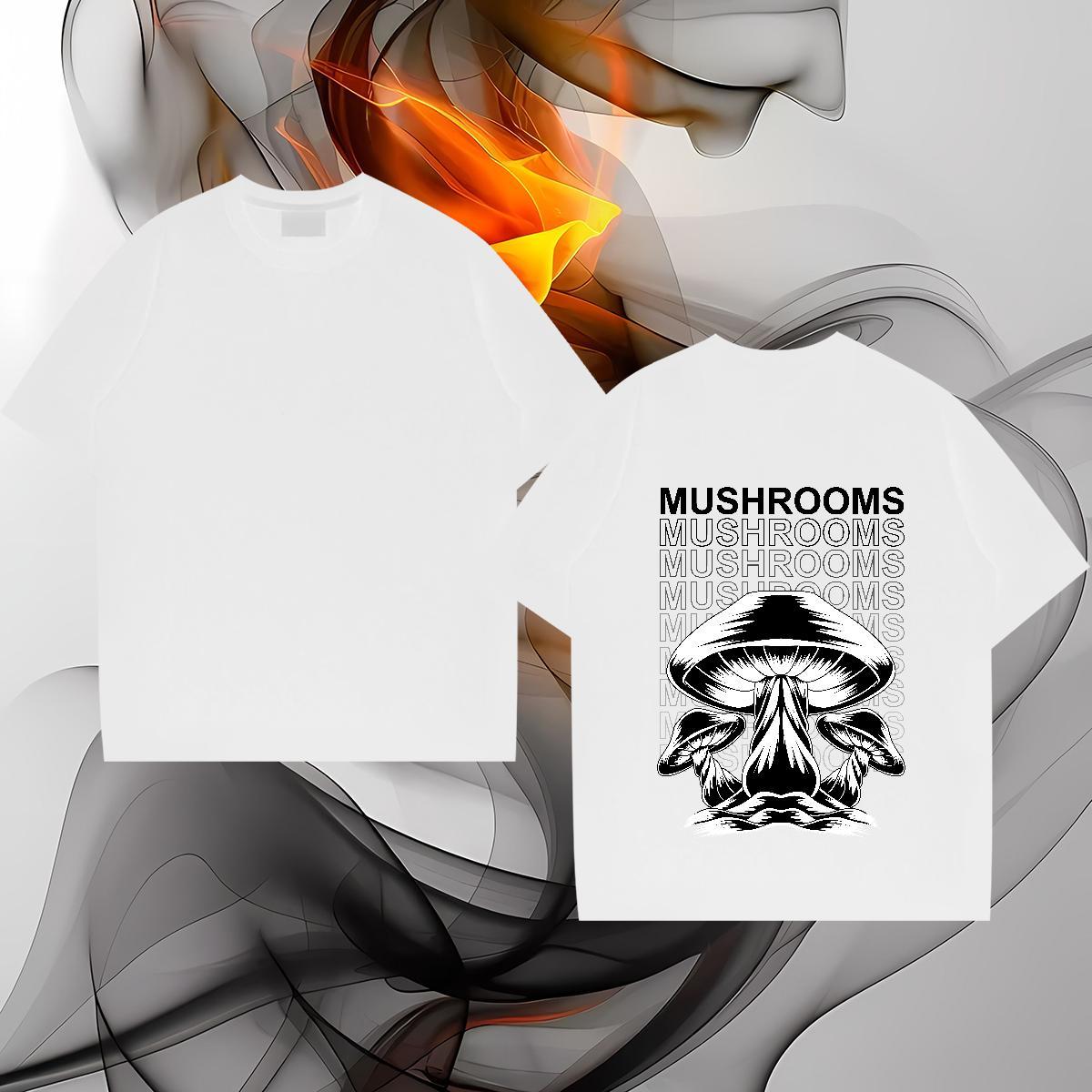 Fashion Men Tees mushroom Street wear Hip Hop 100% Cotton 230g Polos Breathable Crew Neck High Quality T shirt Floral Print