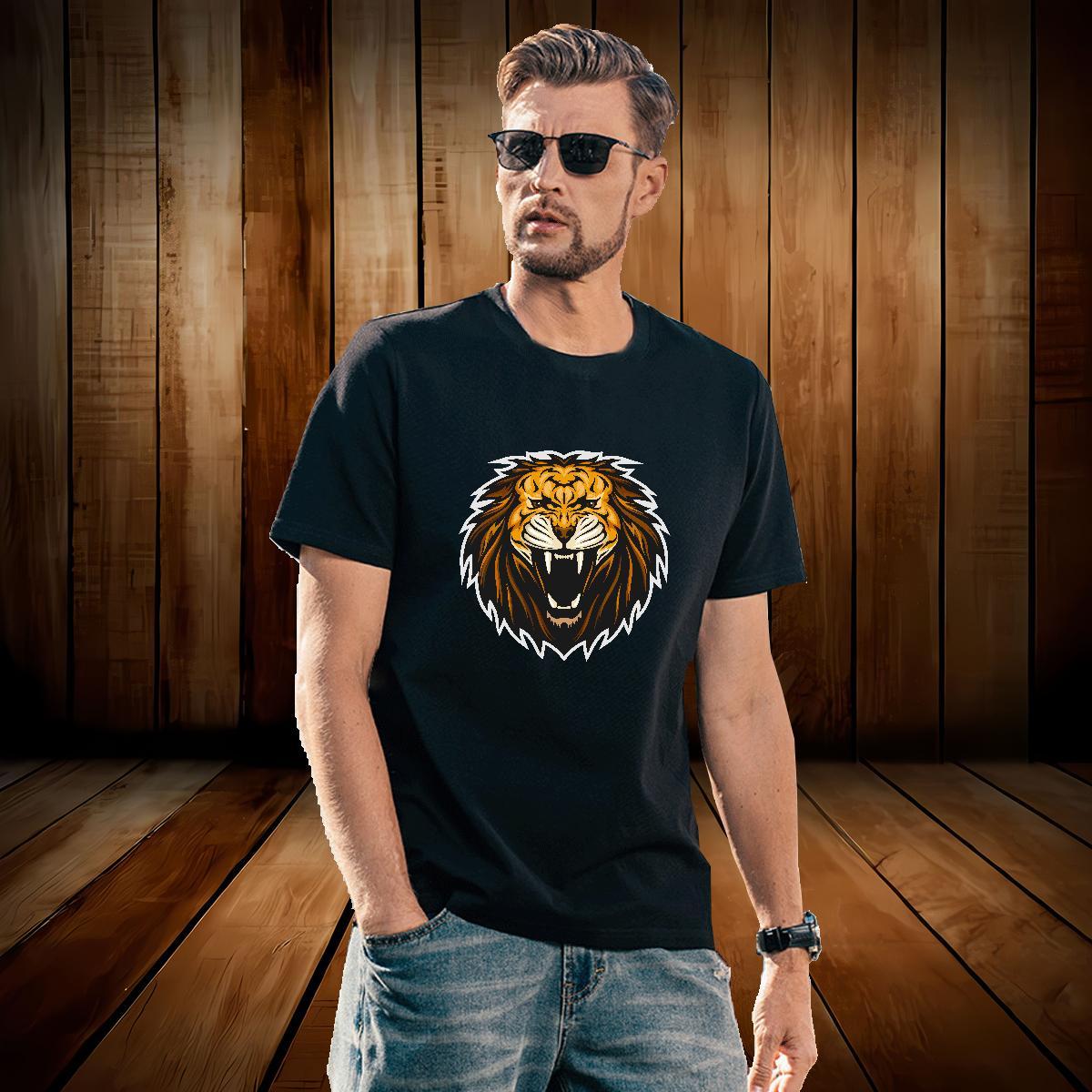 Free Shipping T Shirts Men lion Crew Neck Breathable Anime Printing Street Oversized 3XL 4XL 100% Cotton 230g Men Tops Tees 2024 Designer Clothings
