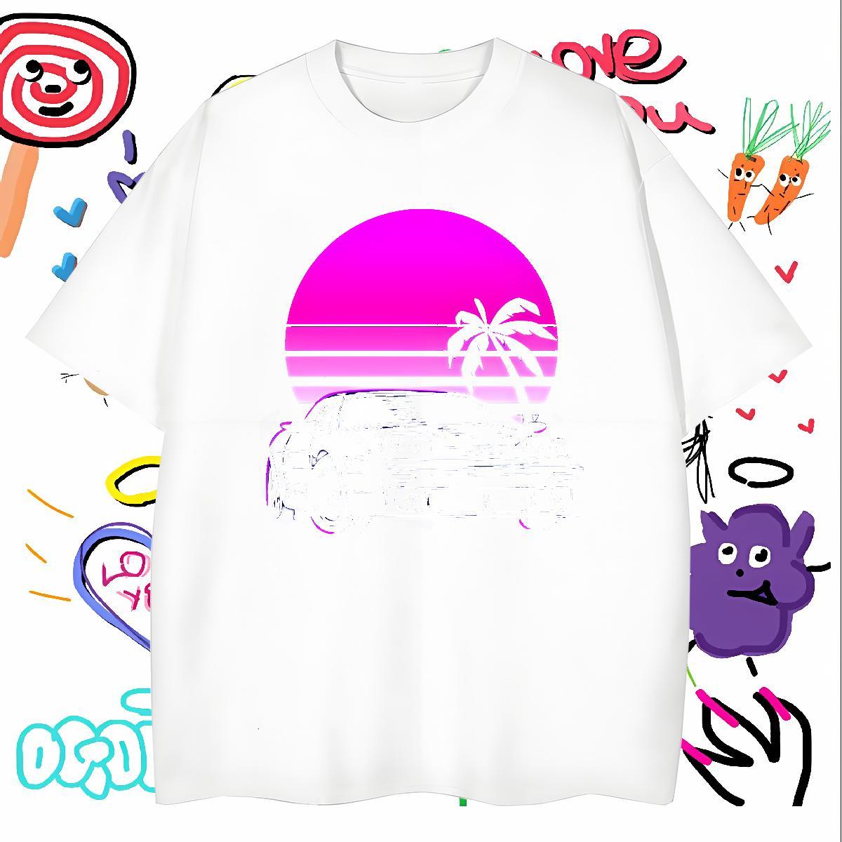 Brand car Man T Shirts Street Casual Couples T Shirts 230g Cotton DIY Breathable Soft Black Oversized Top Tees