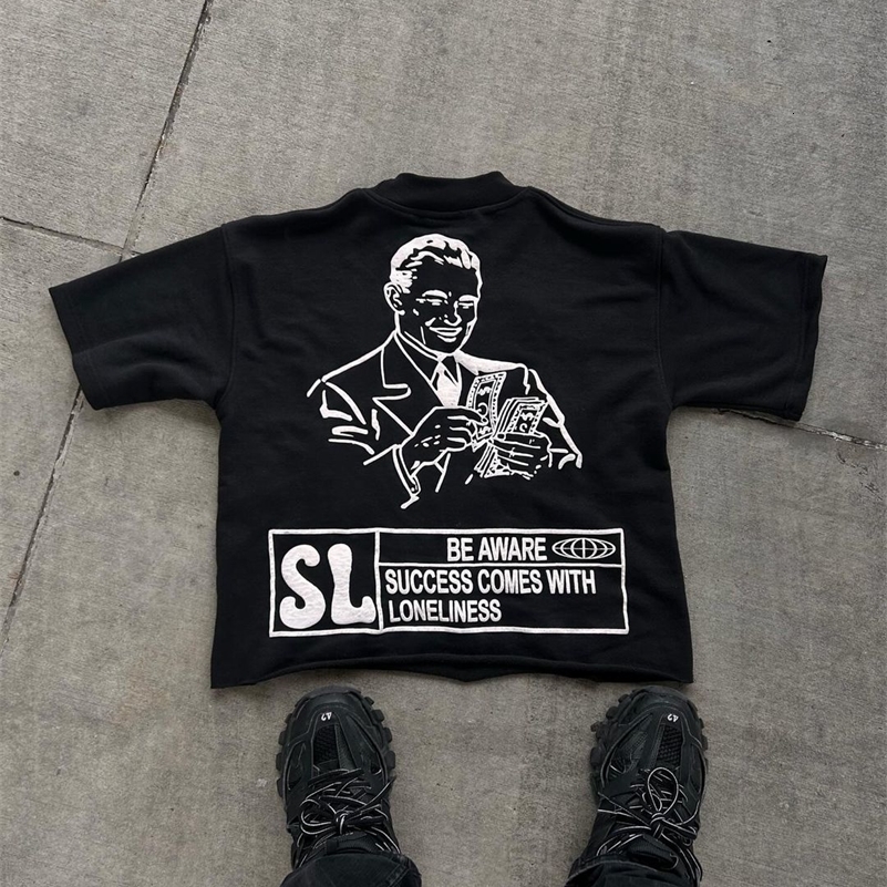 American Hiphop graphic t shirts print oversized gothic Harajuku streetwear Smart graphic y2k tops goth men clothes 240819