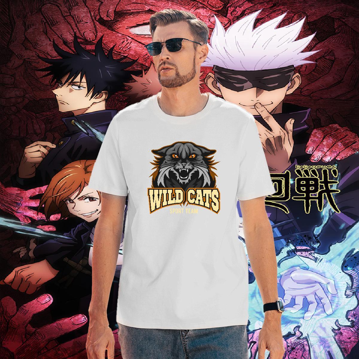 Brand T Shirts Men wild cat Breathable Crew Neck Street Wear Graphic 230g Pure Cotton Men Tops Tees Factory Direct Polos