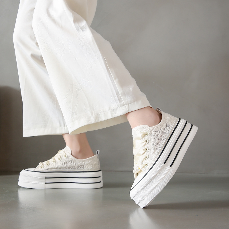 Ddmysports Canvas Women S Summer New Student Korean Edition Instagram Versatile Thick Sole Board Lace Casual Shoes BR OUTDOOR