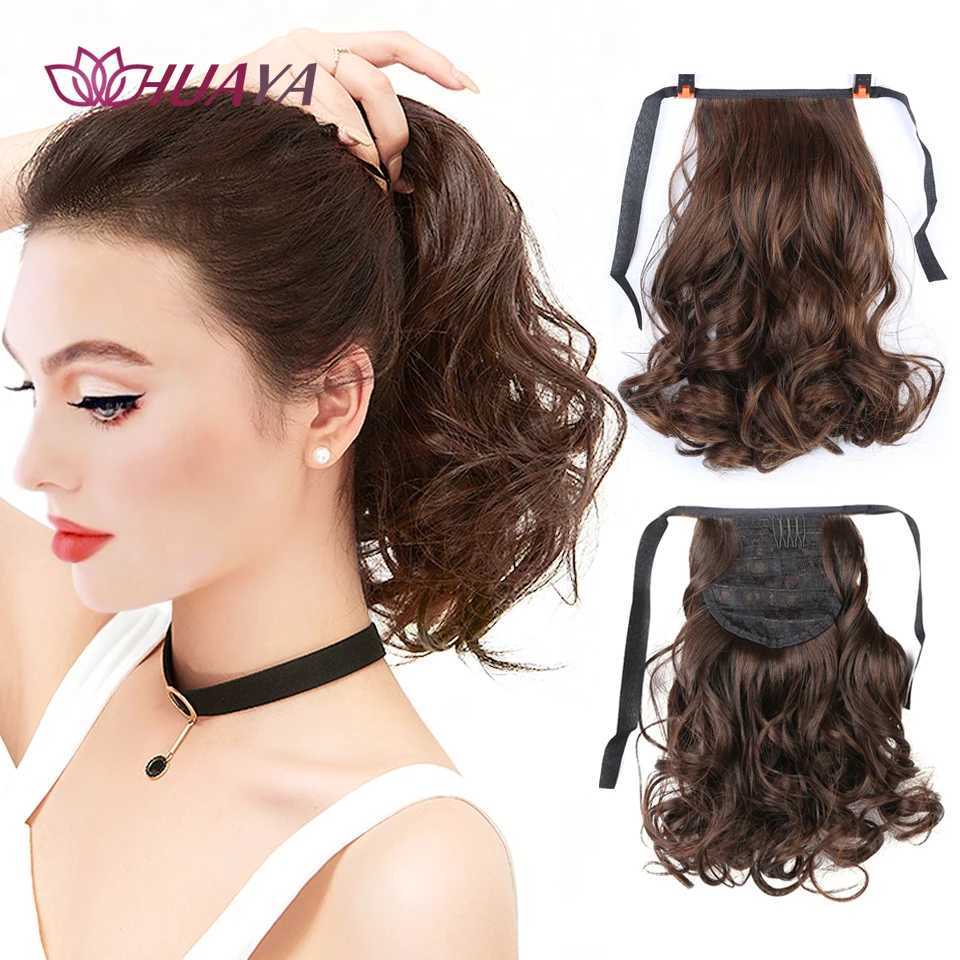 HUAYA synthetic brushed ponytail hair extension short wave heat-resistant fake ponytail wig W240817