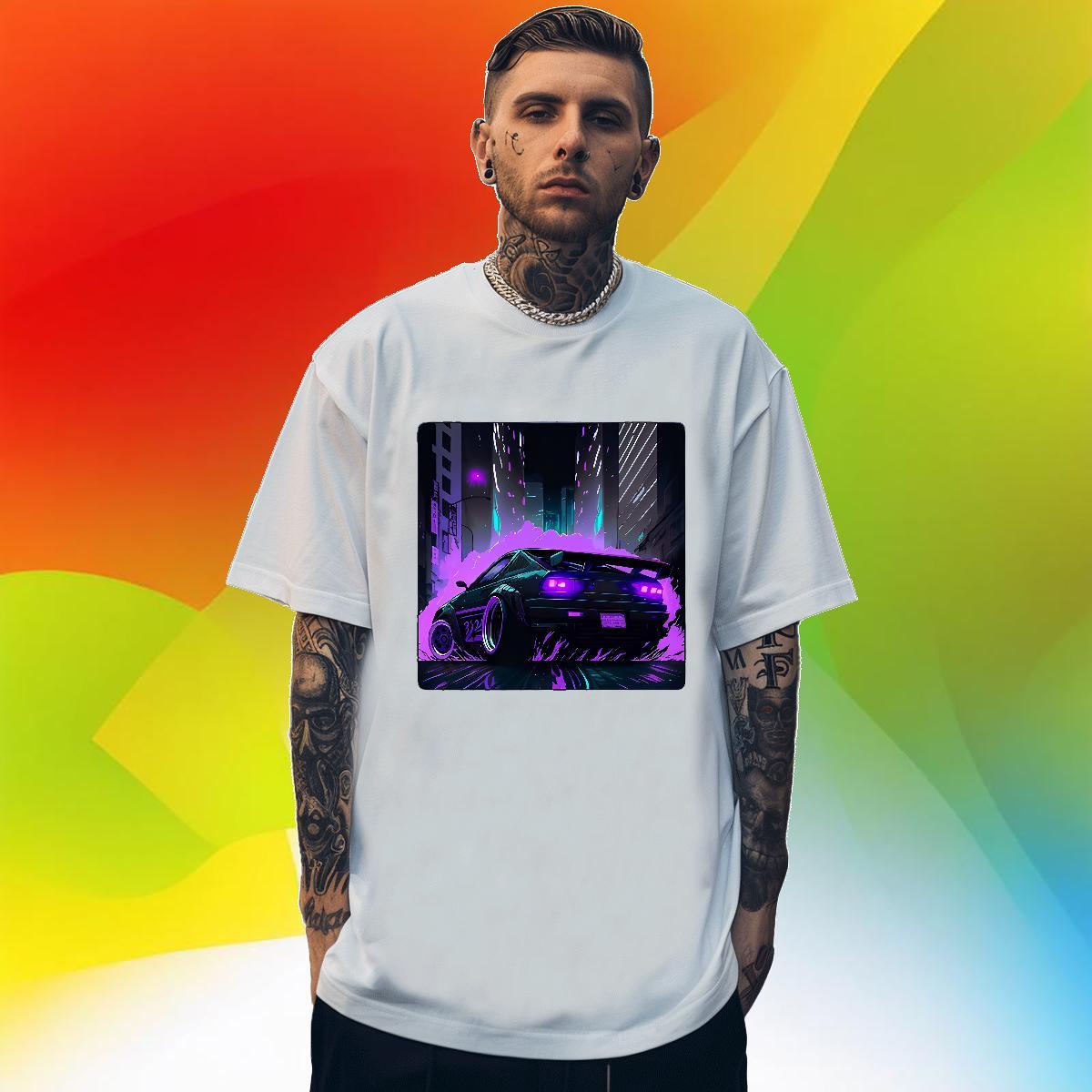 Unisex Men Tshirts Spring Summer 100% Cotton 230g DIY Printed O Neck Short Sleeves car T shirt Fashion Designer Tee Shirt