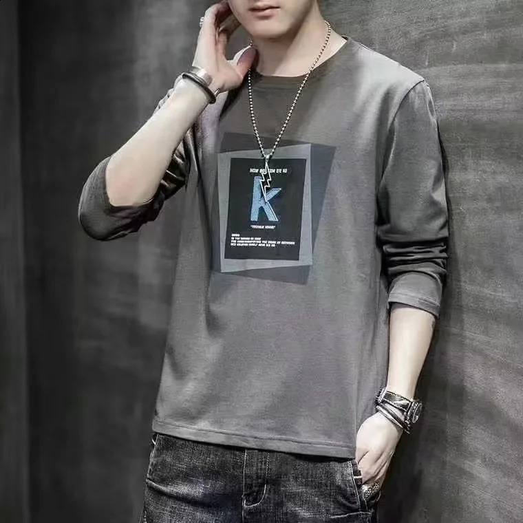 Men Long Sleeve T-shirt Spring Autumn Loose Outerwear Innerwear Breathable Daily Use Polyester Fabric 3D Effect 240820
