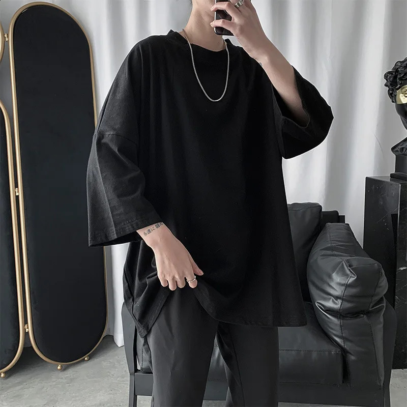Black Gray Solid Brief Casual Fashion Men T Shirts Long Sleeve Autumn Spring Clothing Harajuku Loose Studen Top Oversized 240820