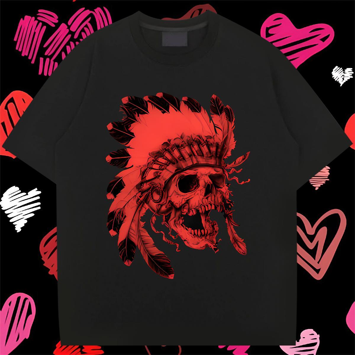 Classic scary Men Clothes T-Shirt 100% Cotton 230g Men T Shirts Oversized Beach Round Neck Short Sleeve Cool Wear