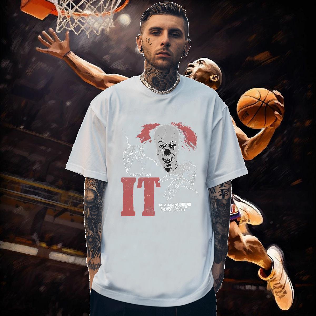 T-Shirts 230g Pure Cotton scary Street Casual Breathable Graphic Men Tops Tees Custom Loose Fit Clothes