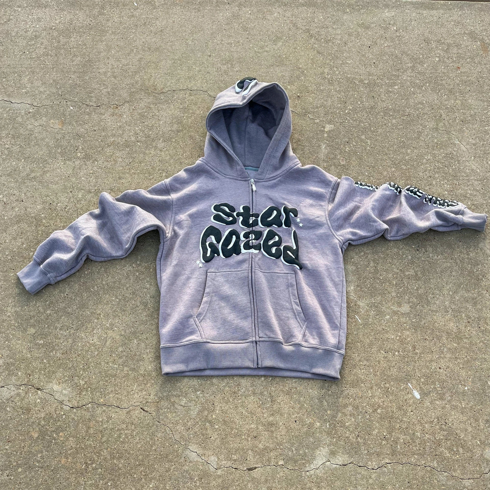 2024 American Y2K Letter foam Casual Zipper Sweatshirt Street Style Mens and Womens Harajuku Vintage Hoodie Winter Womens 240819