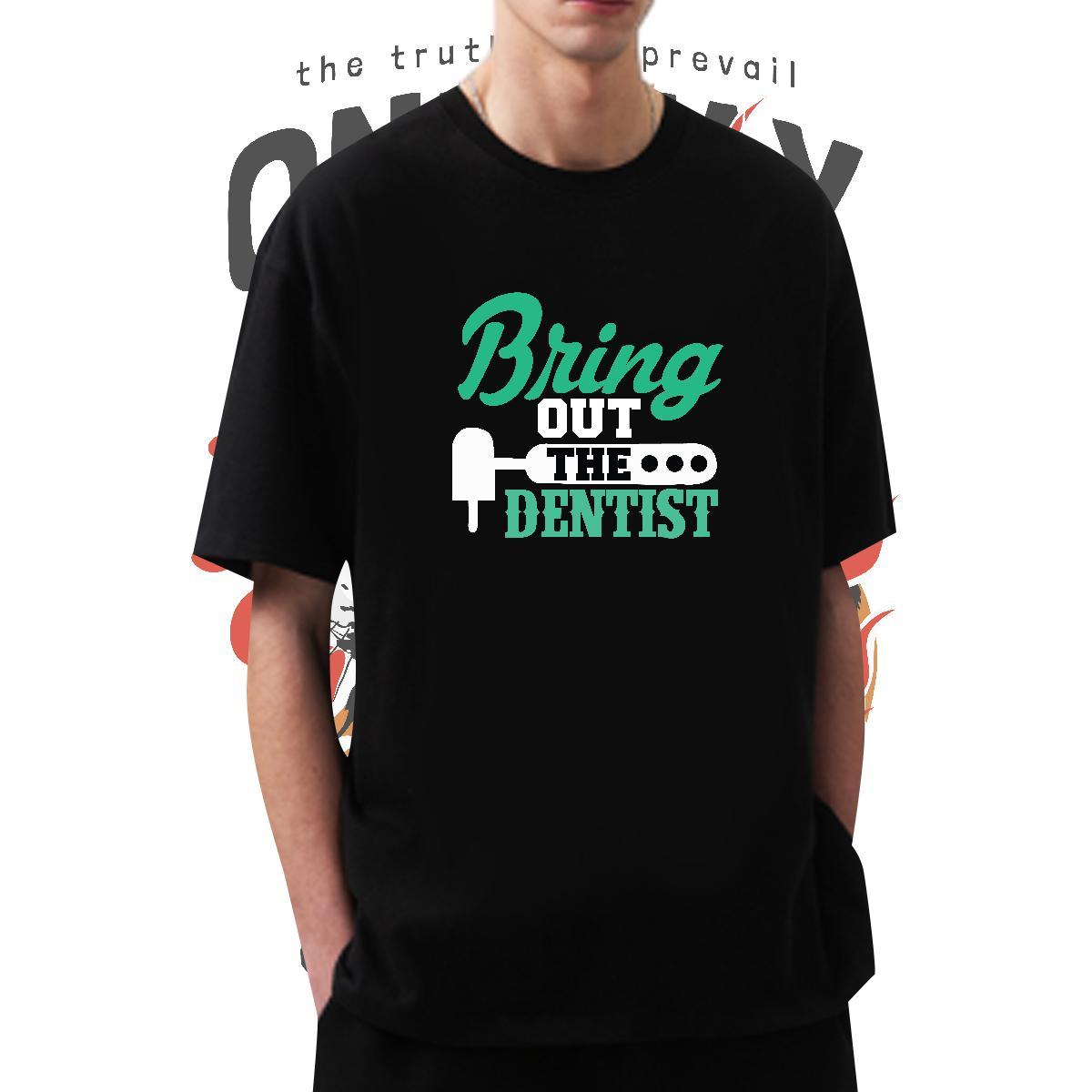 TOP Quality Denstist 100% Cotton 230g Men Clothes T-Shirt Outdoor Short Sleeve O-Neck Man T Shirts 2024 Summer DIY Wear